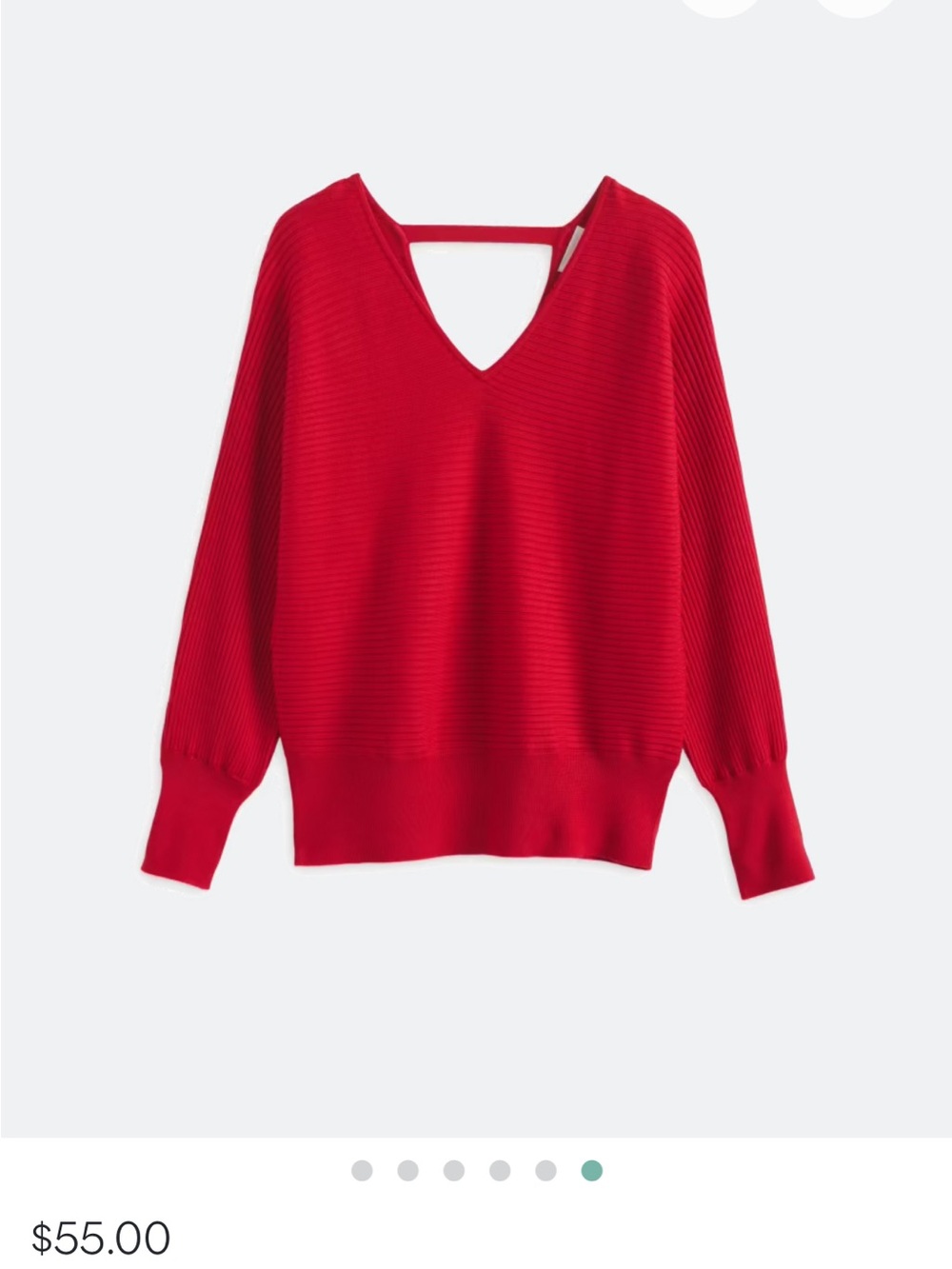 Red V-Neck Ribbed Sweater